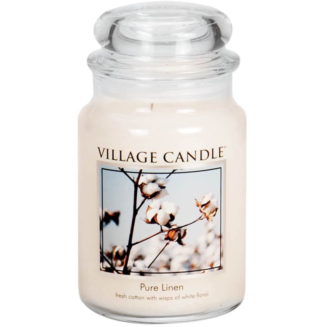 Village Candle Large Fragranced Candle Jar - 17cm x 10cm - 26oz (1219g)- Pure Linen - upto 170 hours burn time