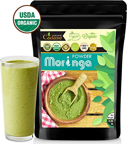 USDA Organic Moringa Powder - from India 16oz | Miracle Oleifera Plant Based Protein Powder Contains Vegan Calcium, Multivitamin, Omega & Core Nutrition | Antioxidant, Brain Booster, Energy Drink USDA Organic Moringa Powder - from India 16oz | Miracle Oleifera Plant Based Protein Powder Contains Vegan Calcium, Multivitamin, Omega & Core Nutrition | Antioxidant, Brain Booster, Energy Drink