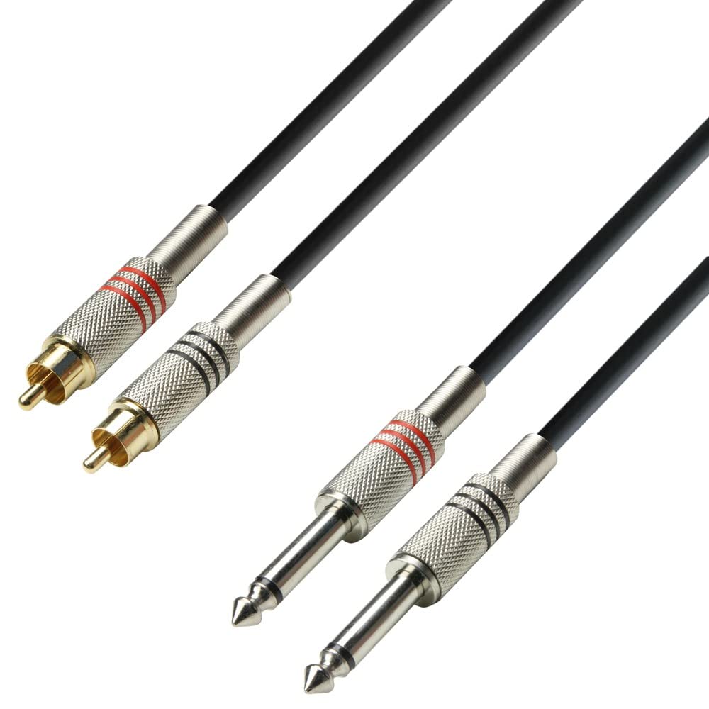 Adam Hall 3 Star Series 6m 2x RCA Male to 2x 6.3mm Jack Mono Audio Cable
