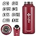 The Flow Insulated Water Bottle Large 32oz Stainless Steel Hydro Vacuum Flask With Wide Mouth Straw Lid, Coffee Flip Lid and Carabiner, Double Wall Sports Travel Tumbler (Red, 1L)