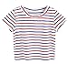 SheIn Women's Casual Round Neck Short Sleeve Striped Crop Top