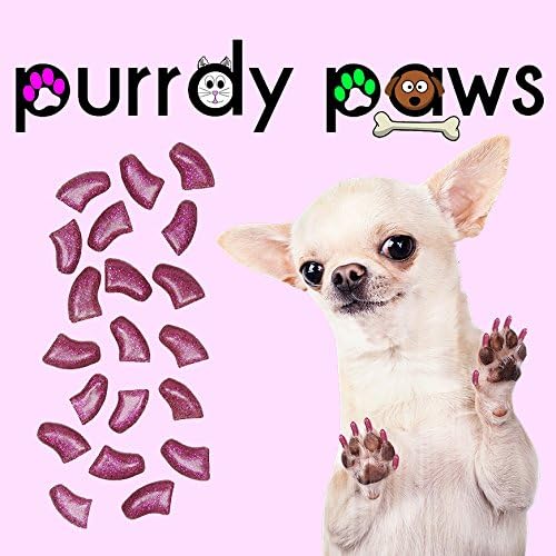 Purrdy Paws 40-Pack Soft Nail Caps For Dog Claws PINK GLITTER * LARGE Brand