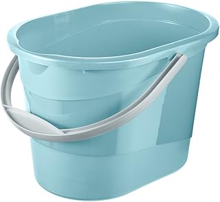 keeeper Putzeimer mit ergonomischem Griff, Griffmulde und Ausguss, Oval, 13 l, Thies, Hellblau