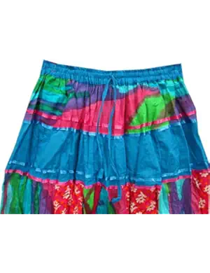 Mogul Womens Bohemian Skirt Patches Crinkle Cotton Gypsy Mini Skirts