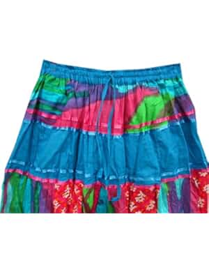 Mogul Womens Bohemian Skirt Patches Crinkle Cotton Gypsy Mini Skirts