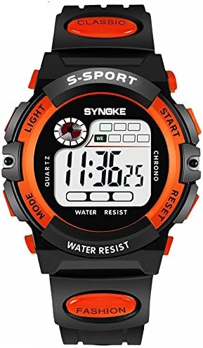 Men's Watch, Patedan Multifunction Digital Large Dial LED Alarm Date Waterproof Sports Military Wrist Watch (Orange)