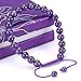 BRCbeads Gemstone Bracelets Purple Amethyst Natural Gemstones Birthstone Crystal Beads Handmade 8mm Stretch Macrame Adjustable Loose Beads With Gift Box