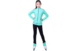 HAWFHH Ice Skating Suit for Girls Polartec Warm Fleece Figure Skating Jacket and Leggings Suitable for All Seasons