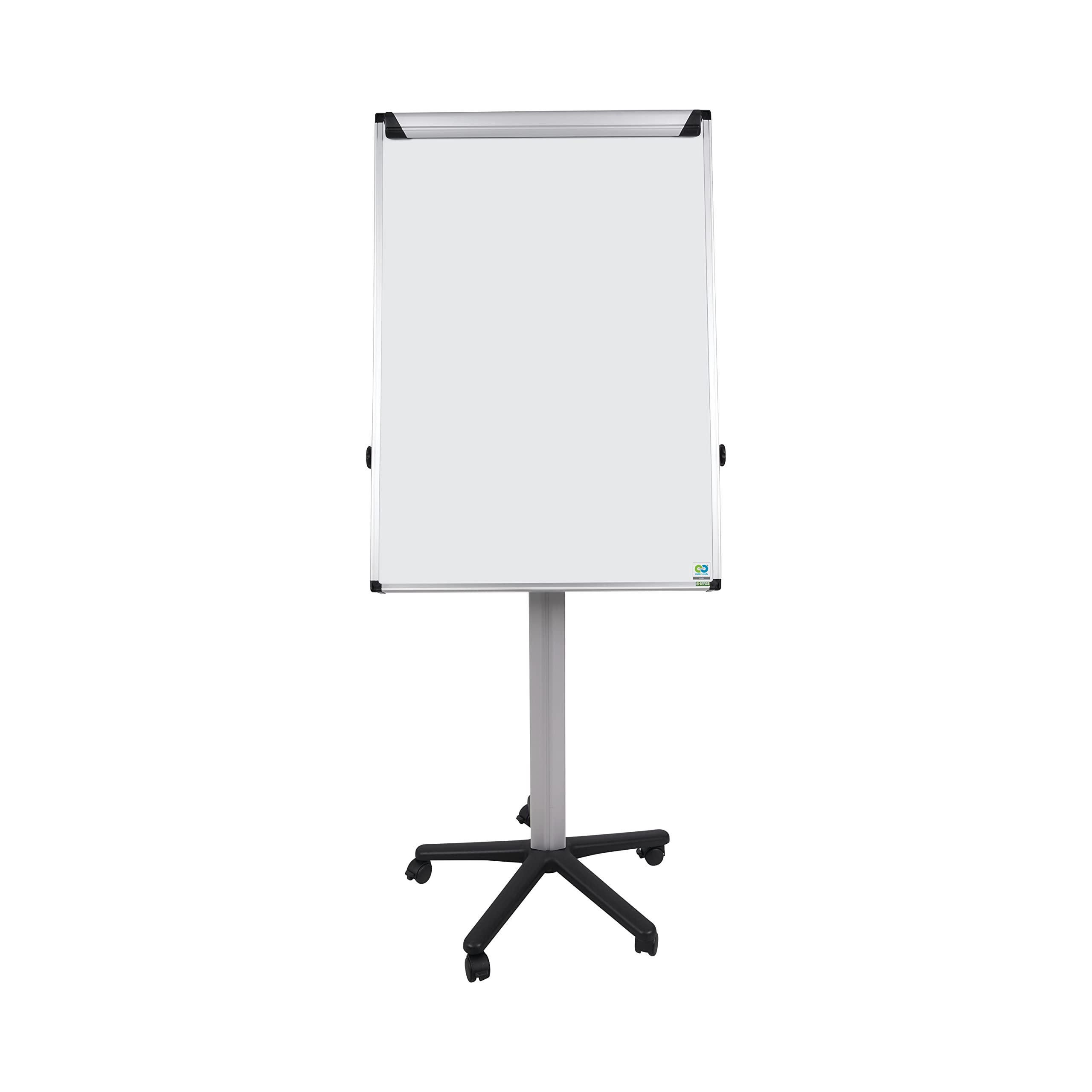 Bi-Office Earth Flipchart Mobile Magnetic Easel, 70 x 100 cm (Euro size), Lacquered Steel Dry Wipe Surface, Aluminium Frame, Black Details Structure