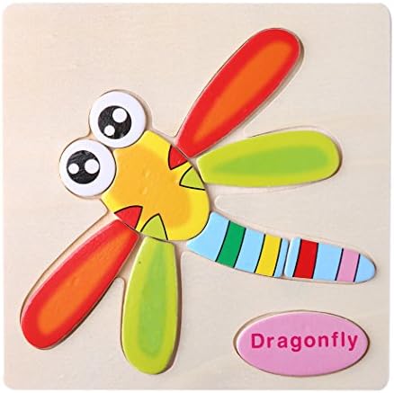One Set Kids Jigsaw Puzzle Cartoon Animals Wooden Kids Education Learning Toys (Dragonfly)