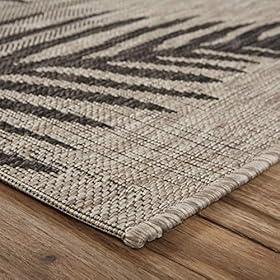 LR Home Captiva Shaded Palms Indoor/Outdoor Area Rug, 5' x 7', Beige/Black 51ISIrWUD%2BL