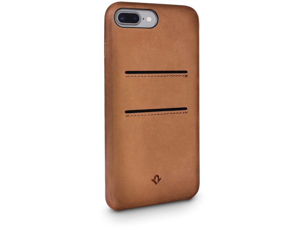 Twelve South Relaxed Leather Case for iPhone 8 Plus/ 7 Plus/ 6 Plus | Hand Burnished Leather Wallet Shell (cognac)
