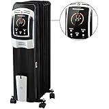 Homeleader Electric Oil Filled Radiator Heater, Full Room Oil Heater with LED Display Screen, 24-Hour Timer and Remote Control, Electric Space Heater, Black, 1500W