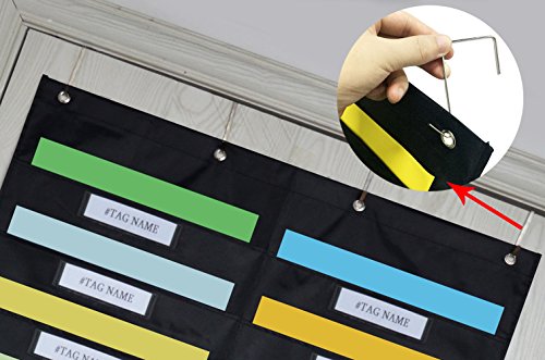 Godery Door Hanging File Organizer/Folder Pocket Chart, 20 Pocket + 6 Tool Pocket Cascading Wall Organizer, Perfect for Home Organizer, School Pocket Chart, Office Bill Filing Wall or Over Door Mount - Thumbnail 2