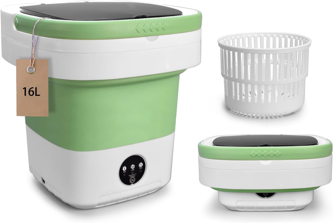 Photo 1 of Portable Washing Machine, 16L Upgraded with Spin Basket Laundry Machine, 3 Cleaning Modes Suitable for Small Clothes, Foldable Design Ideal for Hotel, Campain, Apartment and Home