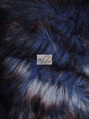 EcoShag Faux Fake Fur Arctic Alaskan Husky Long Pile Fabric Sold by The Yard DIY Coats Costumes Scarfs Rugs Accessories Fashion (Blue)