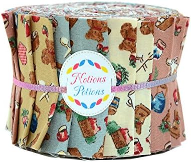 Notions Potions Quilt Jelly Roll Polka Dot 2.5x44" 6.4x112 cm. 20 Strips Children Retro Kitchen Bread Milk Patch Work