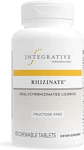 Integrative Therapeutics Rhizinate Fructose Free - Deglycyrrhizinated Licorice (DGL) - Supplement for Stomach, Intestinal and Digestive Support with Licorice Root Extract - Gluten Free - Dairy Free - Vegan - 100 Chewable Tablets