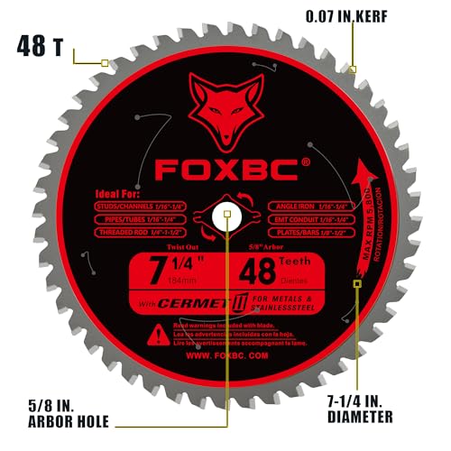 FOXBC 7-1/4 inch Circular Saw Blade Metal and Stainless Steel Cutting 48 photo 6