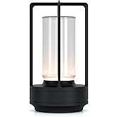 Portable Outdoor Table Lamp, Cordless Dimmable Touch Table Light, Rechargeable Battery Operated Small Lamp with 3 Colors and 