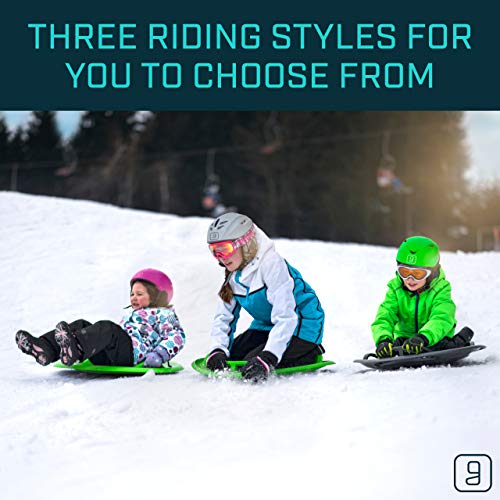 Gizmo Riders Supernova - New Age Disc Sled with Integrated Lean Back Brake with Raised Safety Handles for Maximum Steering Control, Holds 200lbs, Ages 3 and Up (Mystic Green, 24 Inch) - Thumbnail 3