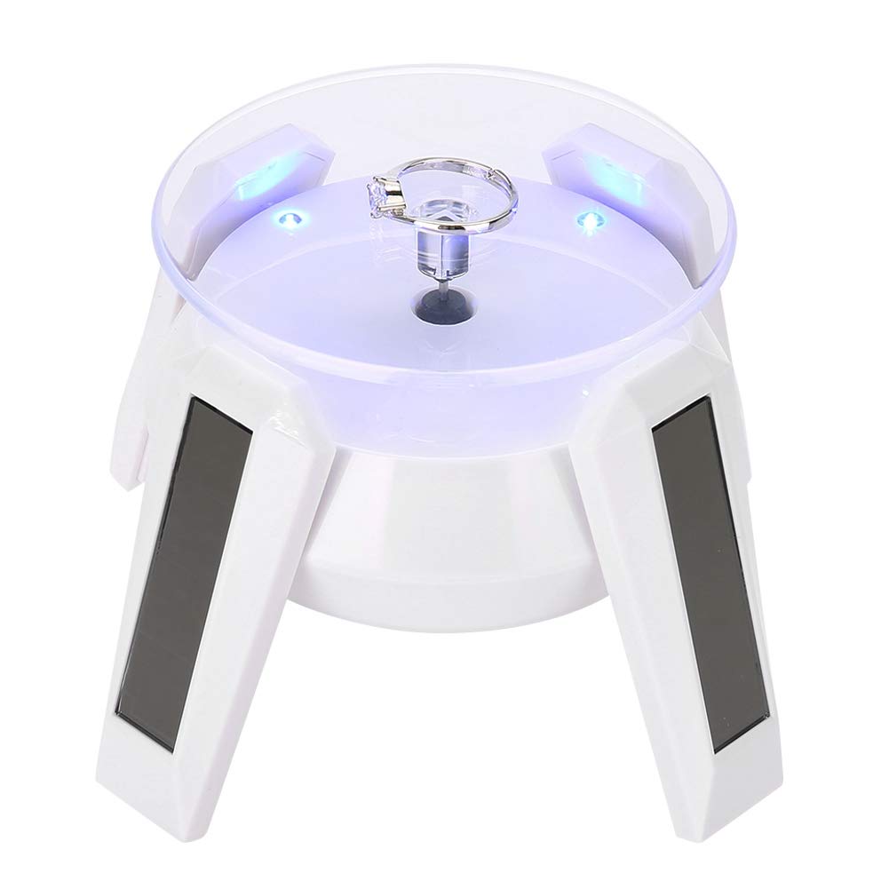 Jewelry Display Stands with LED Light, Jewelry Display Tray, 360 Degree Rotating Plate, for Watches and Phone and Jewelry and Item (White)
