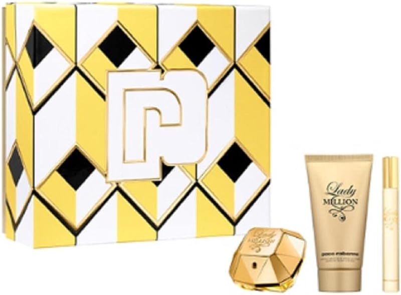 Paco Rabanne Lady Million Perfume Gift Set 50ml EDP 75ml Body Lotion 10ml Travel