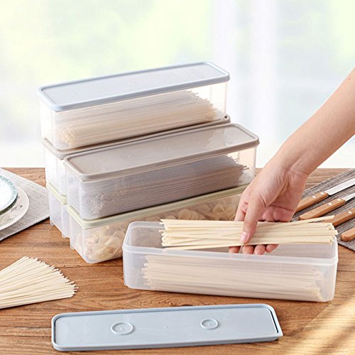 Afco Strip Noodle Storage Box Refrigerator Food Container Drawer Kitchen Food Rack size 30cm x 8.2cm x 8cm (Khaki)