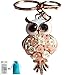 Bolbove Flower Owl Keychain Sparkling Keyring Blingbling Crystal Rhinestones Purse Pendant Handbag Charm (Pink)