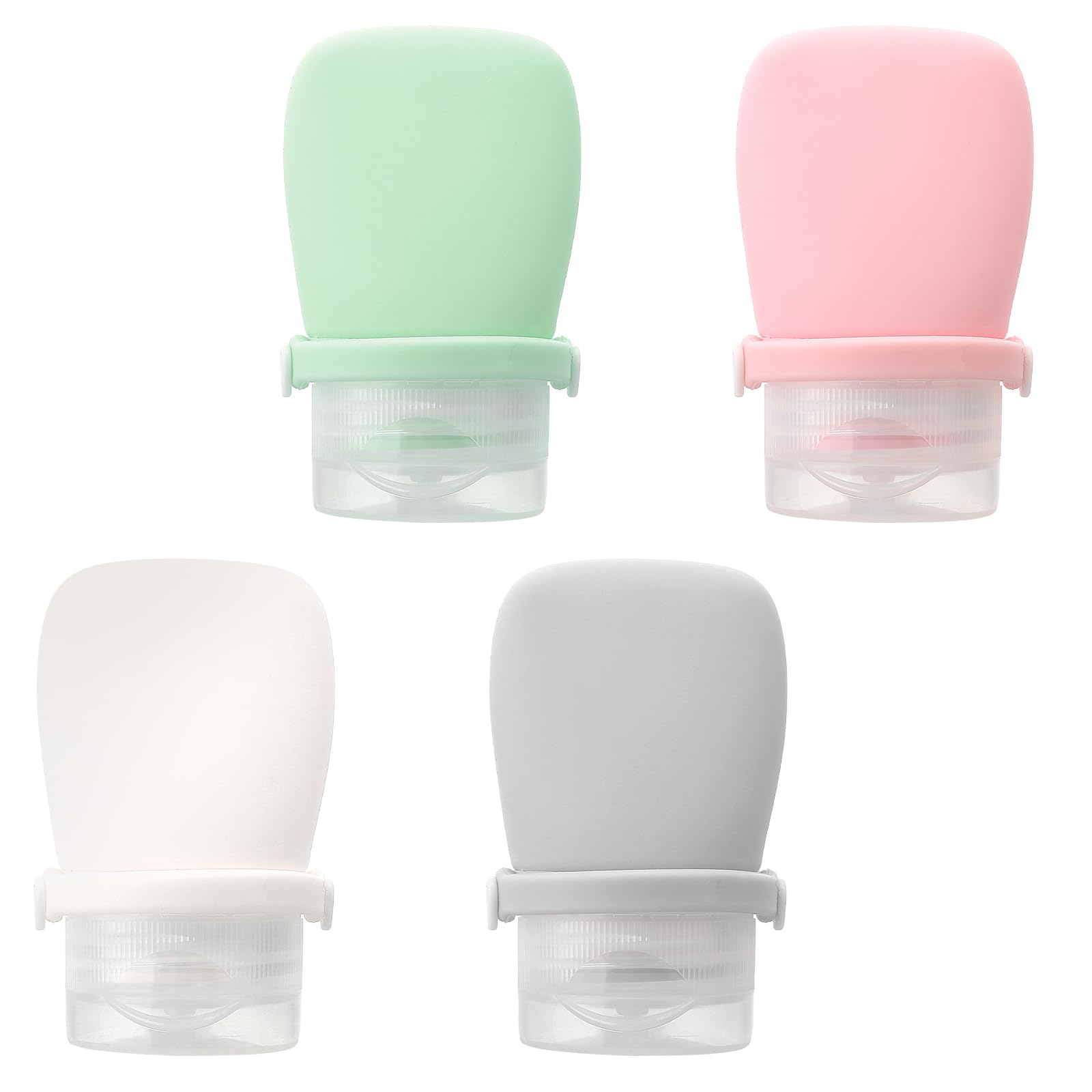 Qianyu 4 Pcs Silicone Travel Bottles for Toiletries Portable Small Empty Leak Proof Refillable Squeezable Carry On Travel Size Containers Accessories for Liquid Shampoos Lotion Soap Cosmetic