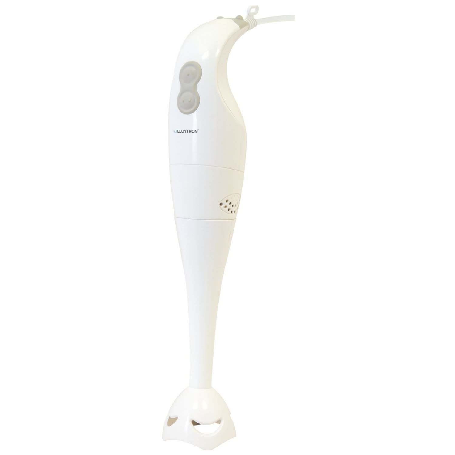 KitchenPerfected 200w Hand Blender - 2 Speed Settings - Stainless Steel Chopping Blades - Mains Cord - White - E5021WH