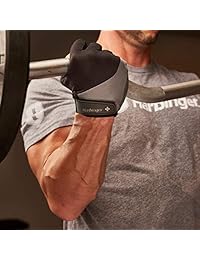 Harbinger BioFlex Elite - Guantes de levantamiento de pesas con palma de piel acolchada para hombre (1 par)