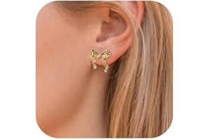 RMMD Bow Earrings for Women - 18K Gold Plated Bow Stud Earrings Bow Dangle Earrings Ribbon Drop Earrings Gold Earrings for Women Trendy Gold Bow Earrings Prom Earings Gold Jewelry for Women Gifts