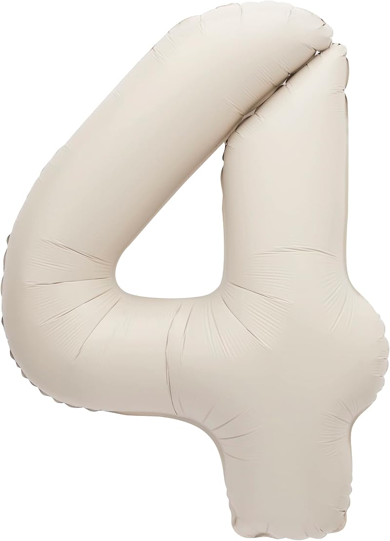 Unique Giant Foil Number 4 Balloon 86 cm Matte Nude Decor