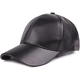 Xilery Women's Men's Pure Color PU Leather Baseball Cap Adjustable Trucker Hat Golf Hat