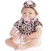 SanyDoll Reborn Baby Doll Soft Silicone 22inch 55cm Magnetic Lovely Lifelike Cute Lovely Baby Cute Leopard Baby Blue Eyes