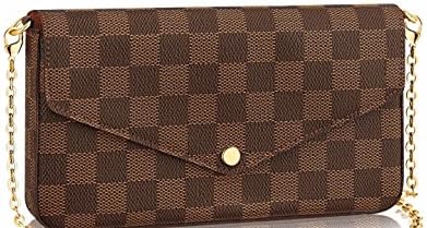 Womens Monogram Canvas Flap Purse Small Chain Cross Body Bag