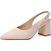 Mostrin Block Slingback Heels for Women Pointed Closed Toe Chunky Heels Office Work Shoes Women's Pumps for Business Casual