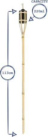Harbour Housewares 6X Natural Bamboo Garden Torches 113cm Outdoor Lamp Oil view 6
