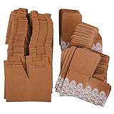 Magideal 50Pcs Kraft Paper Candy Gift Boxes with Bow Lace Ribbon Wedding Party Favor