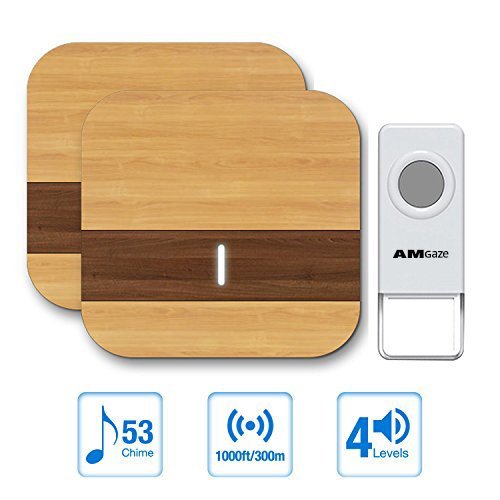 Wireless Doorbell, Doorbell Kit Included Battery, Plug in Cordless Door Chime Kit, Wirless Doorbell Kit Support MP3 Doorbell with 1000-feet Range, 52 Chimes, Waterproof Button, appropriate for Plug in Door Entry Bell, Ring Doorbell, Electri
