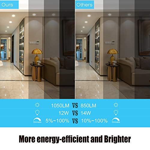 Ensenior 12 Pack 6 Inch Ultra-Thin LED Recessed Ceiling Light with Junction Box, 4000K Cool White, 12W 110W Eqv, Dimmable Can-Killer Downlight, 1050LM High Brightness - ETL and Energy Star Certified