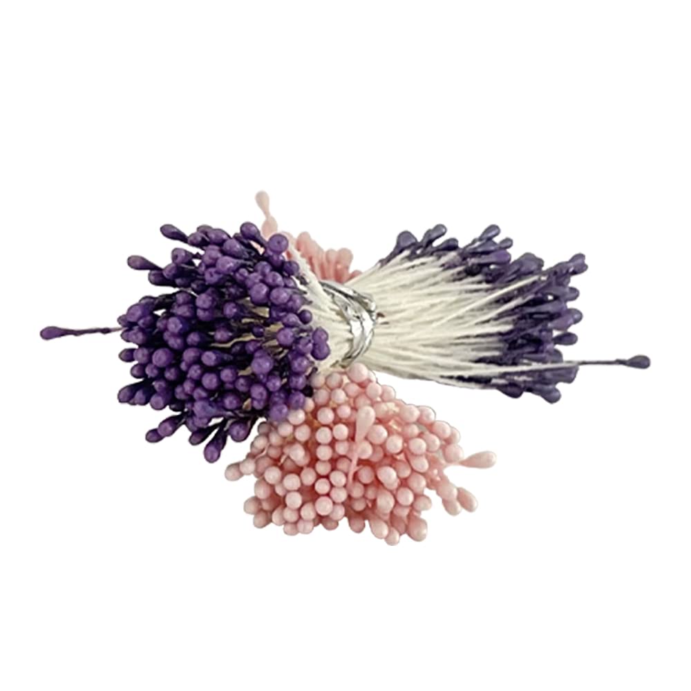 DECORA Pistils, Cotton, pearl purple and pearl pink, 7 x 6.5 x 2 cm