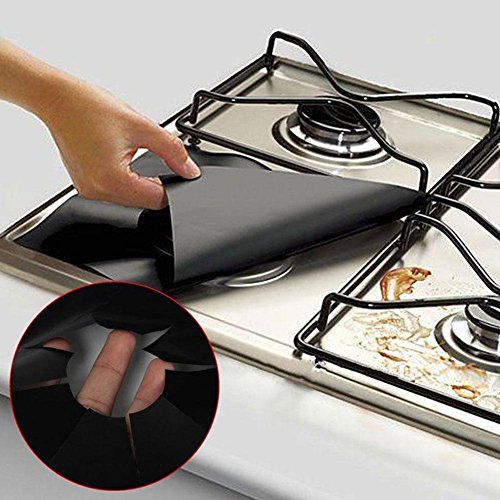 C-Pioneer 4pcs Reusable Aluminum Sheet Gas Range Stove Top Burner Protector Liner Cover