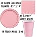 Disposable Party Supplies, Serves 40 - Light Pink and Gold - Large and Small Paper Plates, 12 oz Plastic Cups, Heavyweight Cutlery, Napkins, and Tablecloths. Full Two-Tone Tableware Set