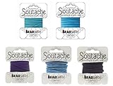 Beadsmith Soutache Braided Rayon Cord / Trim 3mm Wide - 5-Color Combo - Ocean (3 Yds per color)