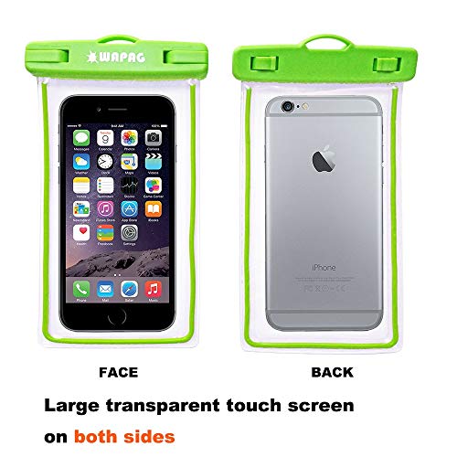 WAPAG Waterproof Phone Pouch, Waterproof Phone Bag Compatible with iPhone 7 6s 6 5 5s Galaxy s9 Huawei, Dirt Snow Dust Proof Cell Phone Case for Beach Swimming Kayaking Boating Skiing (Green1) - Thumbnail 2