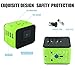 Limechoes International Travel Adapter Universal Power Adapter European Plug Converter Worldwide All in One with 2.4A 4 USB Ports and AC Socket US to Europe Plug Adapter for UK USA EU AUS Asia (Green)