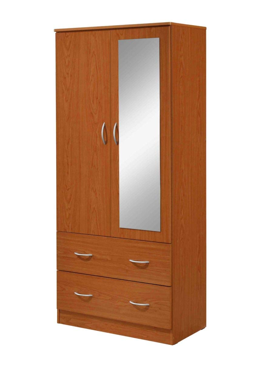Bedroom Armoires Mirror And Clothing Rod In Beech Armoire Hodedah