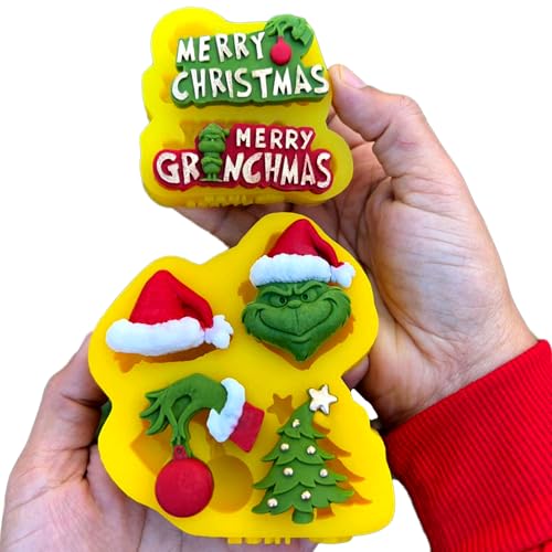 Christmas silicone molds 2 pieces 3D, perfect size for christmas decorations candy, ideal for making christmas chocolate molds and wax melt molds.These are excellent christmas molds.